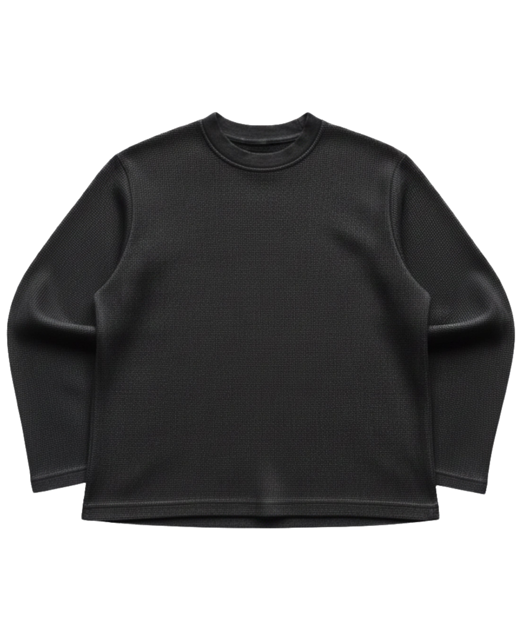 Black waffle knit oversized full-sleeve Front Design