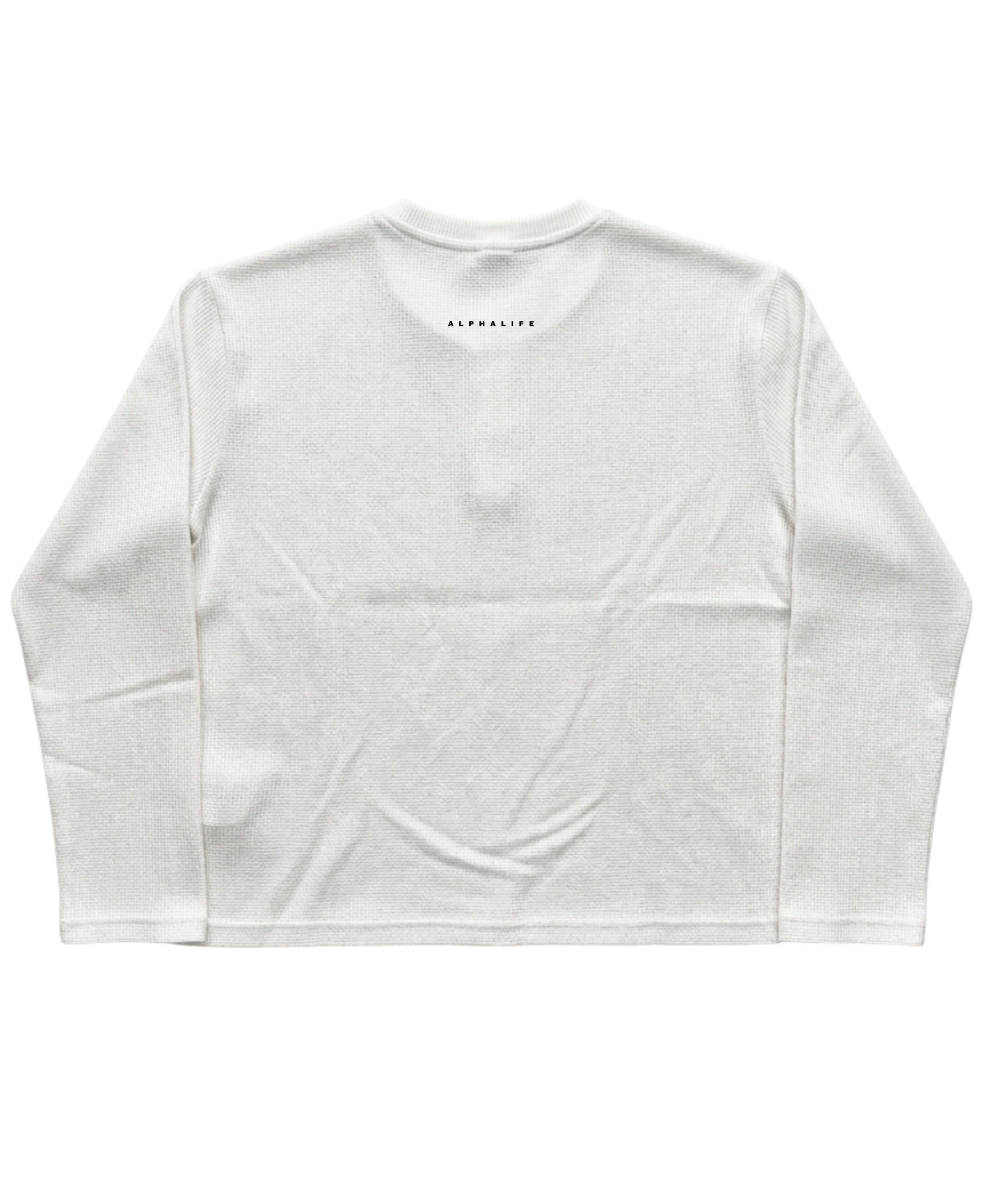 White Henley waffle knit Back Design